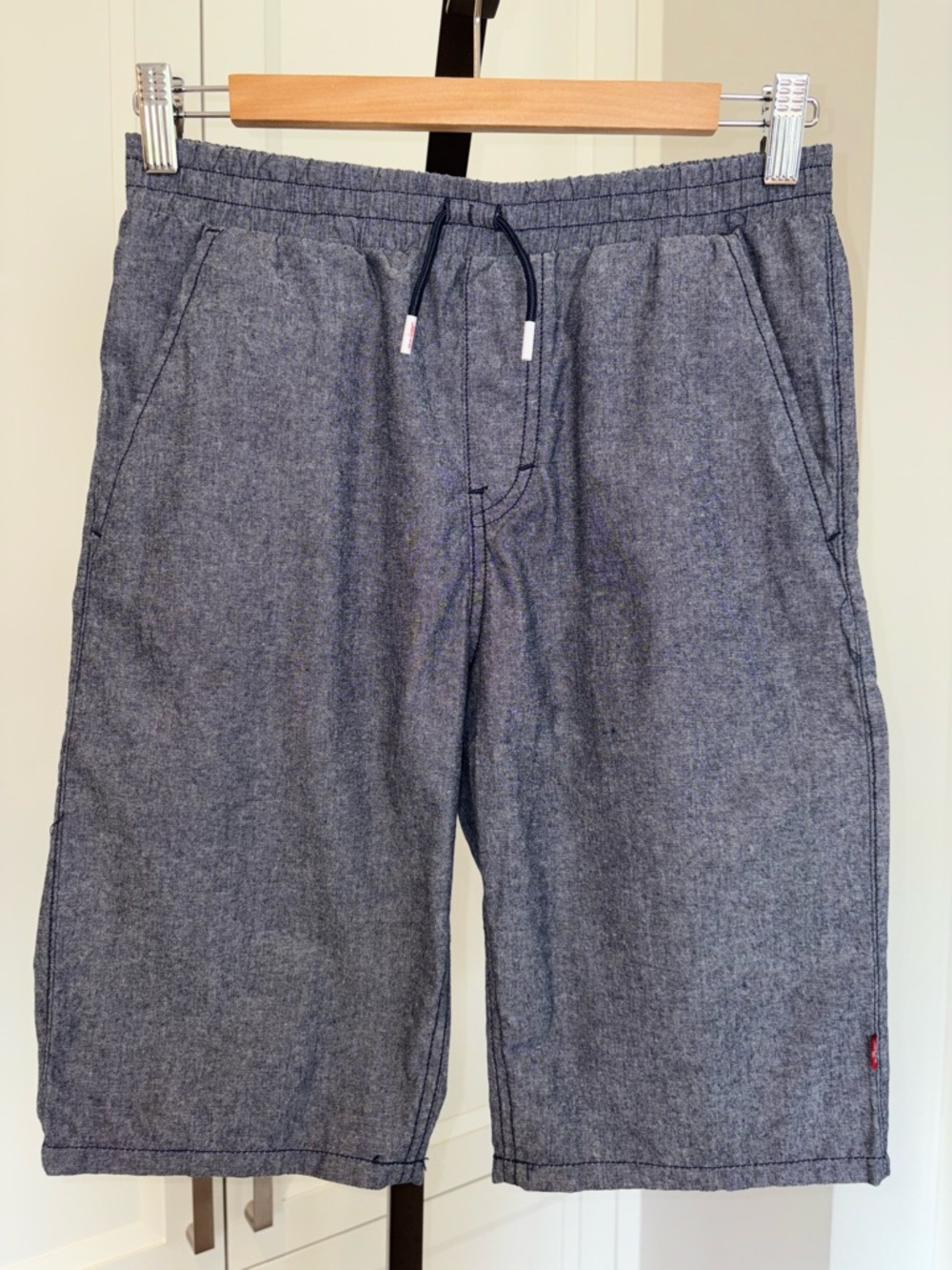 Levi's Kid’s Pull On Slim Fit Shorts in Chambray Blue Denim Boy’s Size XL 14 16